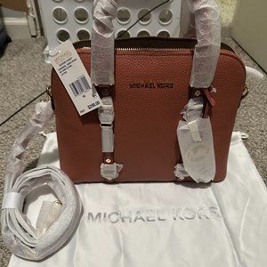 MICHAEL KORS Leather Bedford Legacy Dome Satchel Bag w/Crossbody Strap